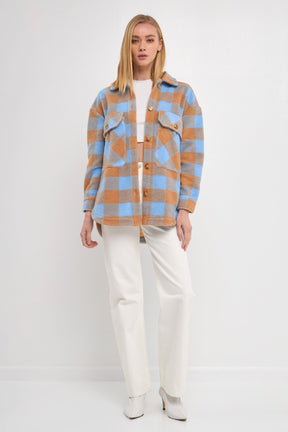 ENGLISH FACTORY - Gingham Shacket with Front Double Pockets - JACKETS available at Objectrare