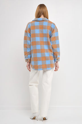ENGLISH FACTORY - Gingham Shacket with Front Double Pockets - JACKETS available at Objectrare