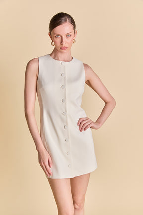 Blend Round Neck Buttoned Mini Dress