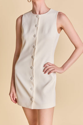 ENDLESS ROSE - Blend Round Neck Buttoned Mini Dress - DRESSES available at Objectrare