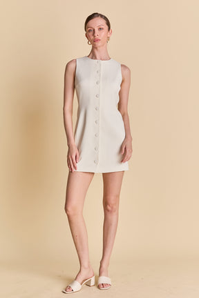 Blend Round Neck Buttoned Mini Dress
