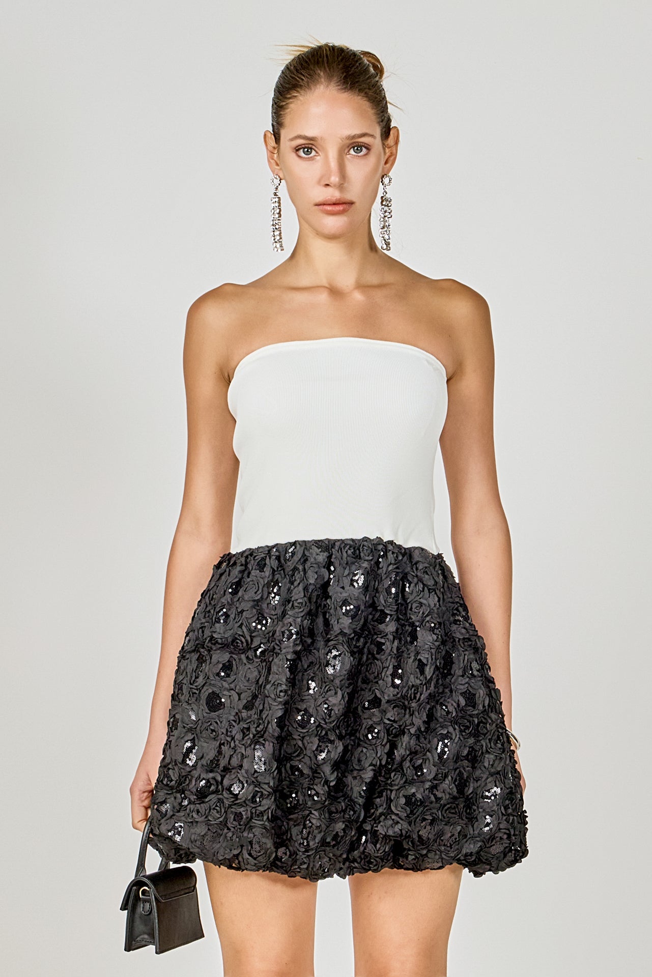 ENDLESS ROSE - Sabrina Floral Sequin Mixed Media Mini Dress - DRESSES available at Objectrare