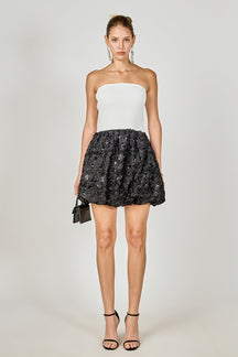 ENDLESS ROSE - Sabrina Floral Sequin Mixed Media Mini Dress - DRESSES available at Objectrare