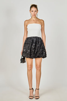 ENDLESS ROSE - Sabrina Floral Sequin Mixed Media Mini Dress - DRESSES available at Objectrare