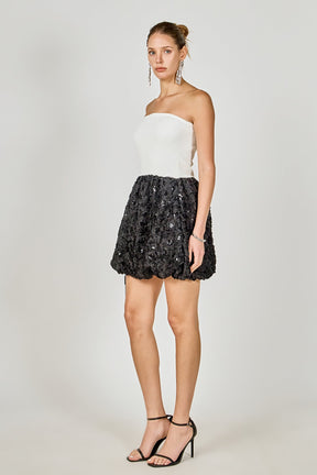 ENDLESS ROSE - Sabrina Floral Sequin Mixed Media Mini Dress - DRESSES available at Objectrare