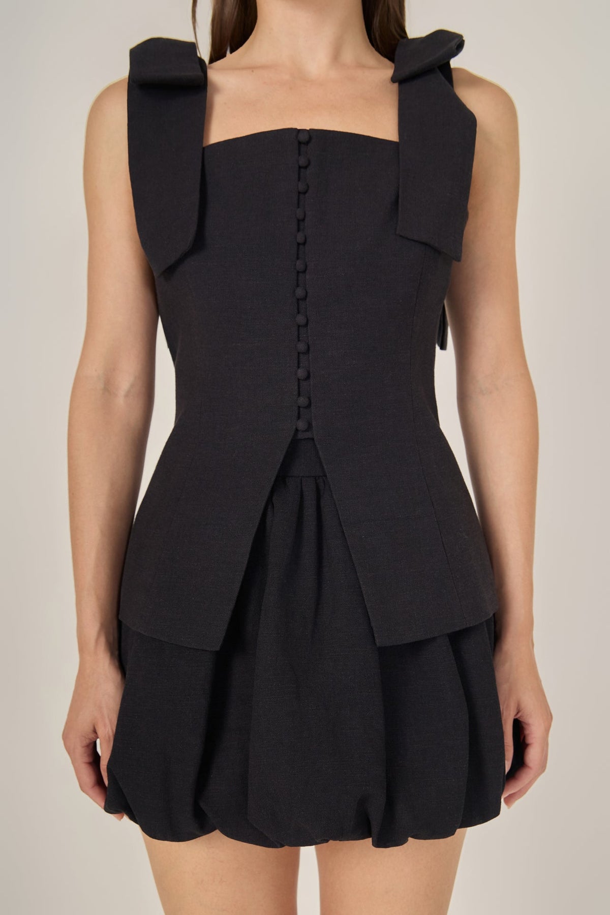Allison Linen Bow Tie Long Top
