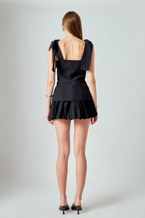 ENDLESS ROSE - Allison Linen Bow Tie Long Top - TOPS available at Objectrare