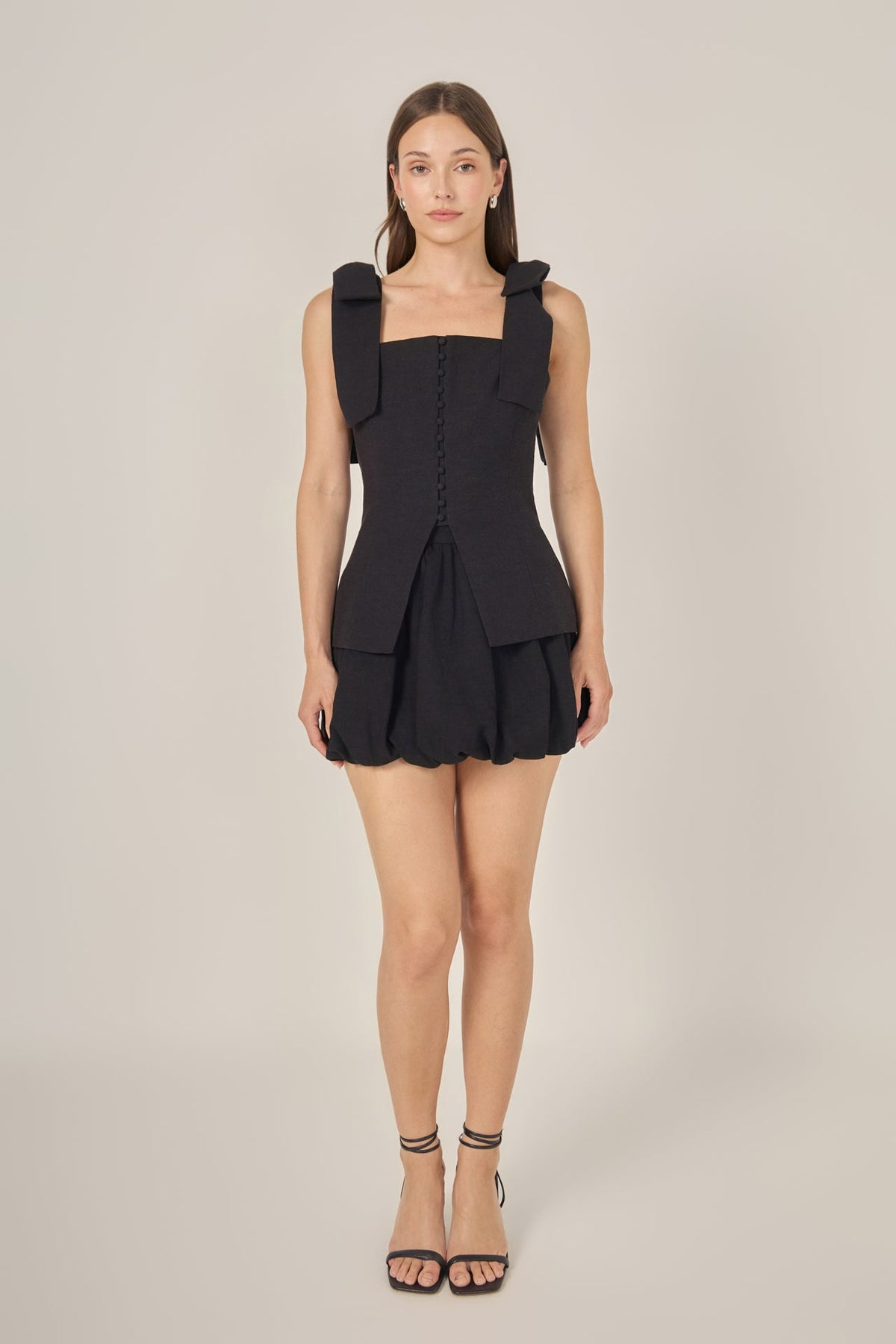 Allison Linen Blouson Bubble Mini Skirt