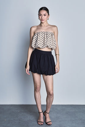 ENDLESS ROSE - Allison Linen Blouson Bubble Mini Skirt - SKIRTS available at Objectrare