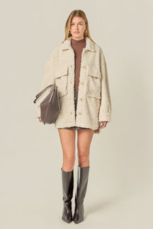 ENGLISH FACTORY - Oversized Sherpa Jacket - JACKETS available at Objectrare