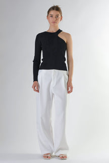 ENDLESS ROSE - Cut Out One Shoulder Knit Top - TOPS available at Objectrare