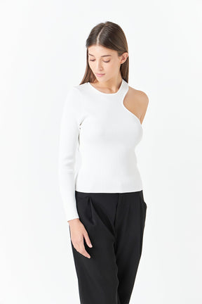 ENDLESS ROSE - Cut Out One Shoulder Knit Top - TOPS available at Objectrare