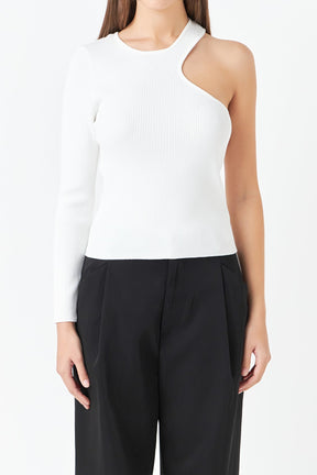 ENDLESS ROSE - Cut Out One Shoulder Knit Top - TOPS available at Objectrare