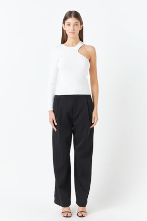 ENDLESS ROSE - Cut Out One Shoulder Knit Top - TOPS available at Objectrare