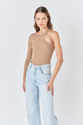ENDLESS ROSE - Cut Out One Shoulder Knit Top - TOPS available at Objectrare