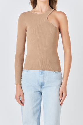 ENDLESS ROSE - Cut Out One Shoulder Knit Top - TOPS available at Objectrare
