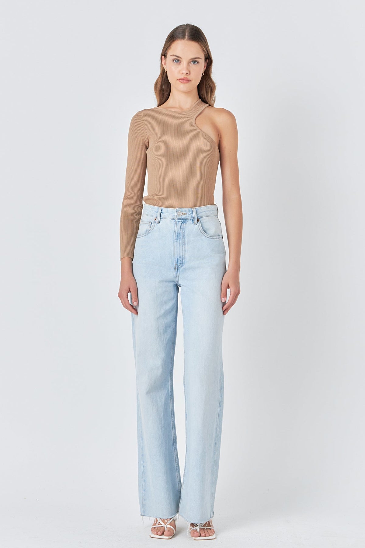 ENDLESS ROSE - Cut Out One Shoulder Knit Top - TOPS available at Objectrare