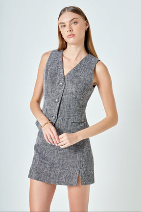 Multi Tweed Buttoned Vest