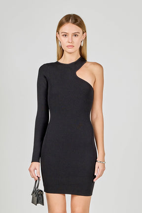 ENDLESS ROSE - Cut Out One-Sleeve Knit Dress - DRESSES available at Objectrare