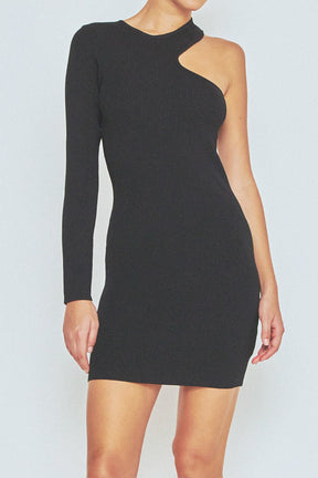 ENDLESS ROSE - Cut Out One-Sleeve Knit Dress - DRESSES available at Objectrare