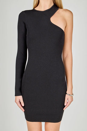ENDLESS ROSE - Cut Out One-Sleeve Knit Dress - DRESSES available at Objectrare