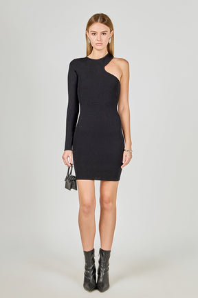 ENDLESS ROSE - Cut Out One-Sleeve Knit Dress - DRESSES available at Objectrare