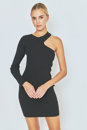 ENDLESS ROSE - Cut Out One-Sleeve Knit Dress - DRESSES available at Objectrare