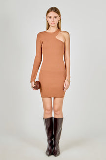 ENDLESS ROSE - Cut Out One-Sleeve Knit Dress - DRESSES available at Objectrare