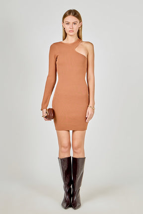 ENDLESS ROSE - Cut Out One-Sleeve Knit Dress - DRESSES available at Objectrare