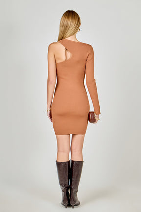 ENDLESS ROSE - Cut Out One-Sleeve Knit Dress - DRESSES available at Objectrare