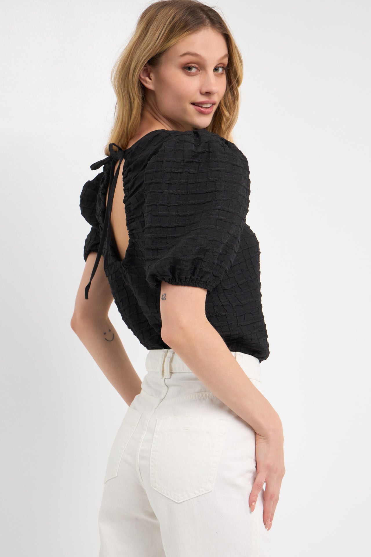 ENGLISH FACTORY - English Factory - Textured Back Scrunchie Top - TOPS available at Objectrare