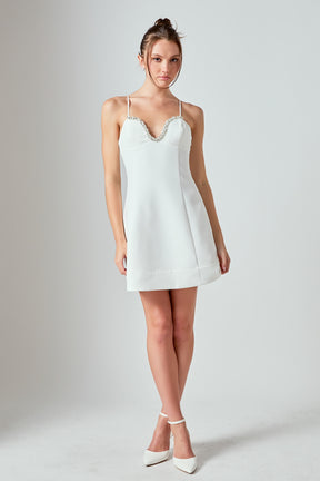 MARSY - Jewel Trim Sweetheart Fit and Flare Mini Dress - DRESSES available at Objectrare