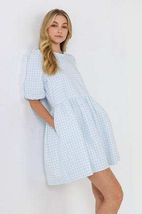 ENGLISH FACTORY - Mini Gingham Scrunched Dress - DRESSES available at Objectrare