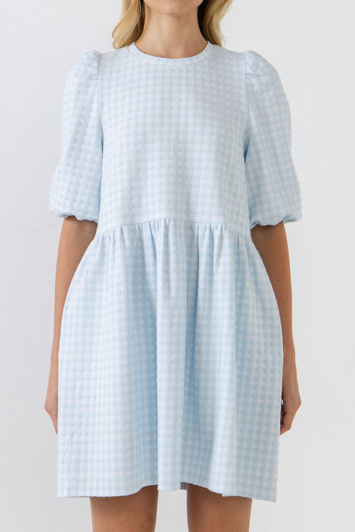 Mini Gingham Scrunched Dress