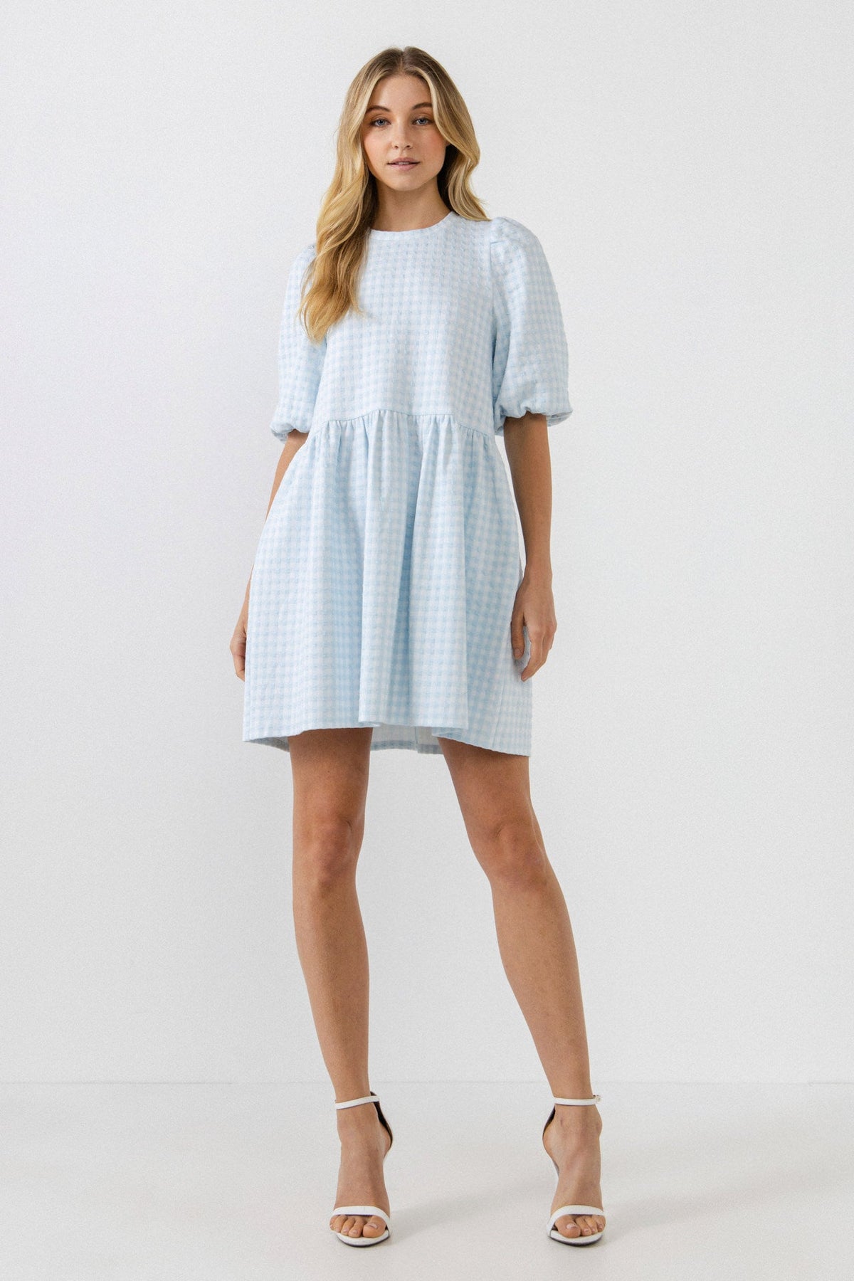Mini Gingham Scrunched Dress