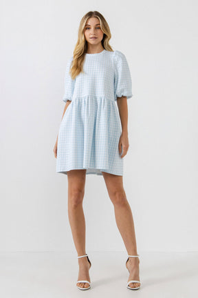 ENGLISH FACTORY - Mini Gingham Scrunched Dress - DRESSES available at Objectrare