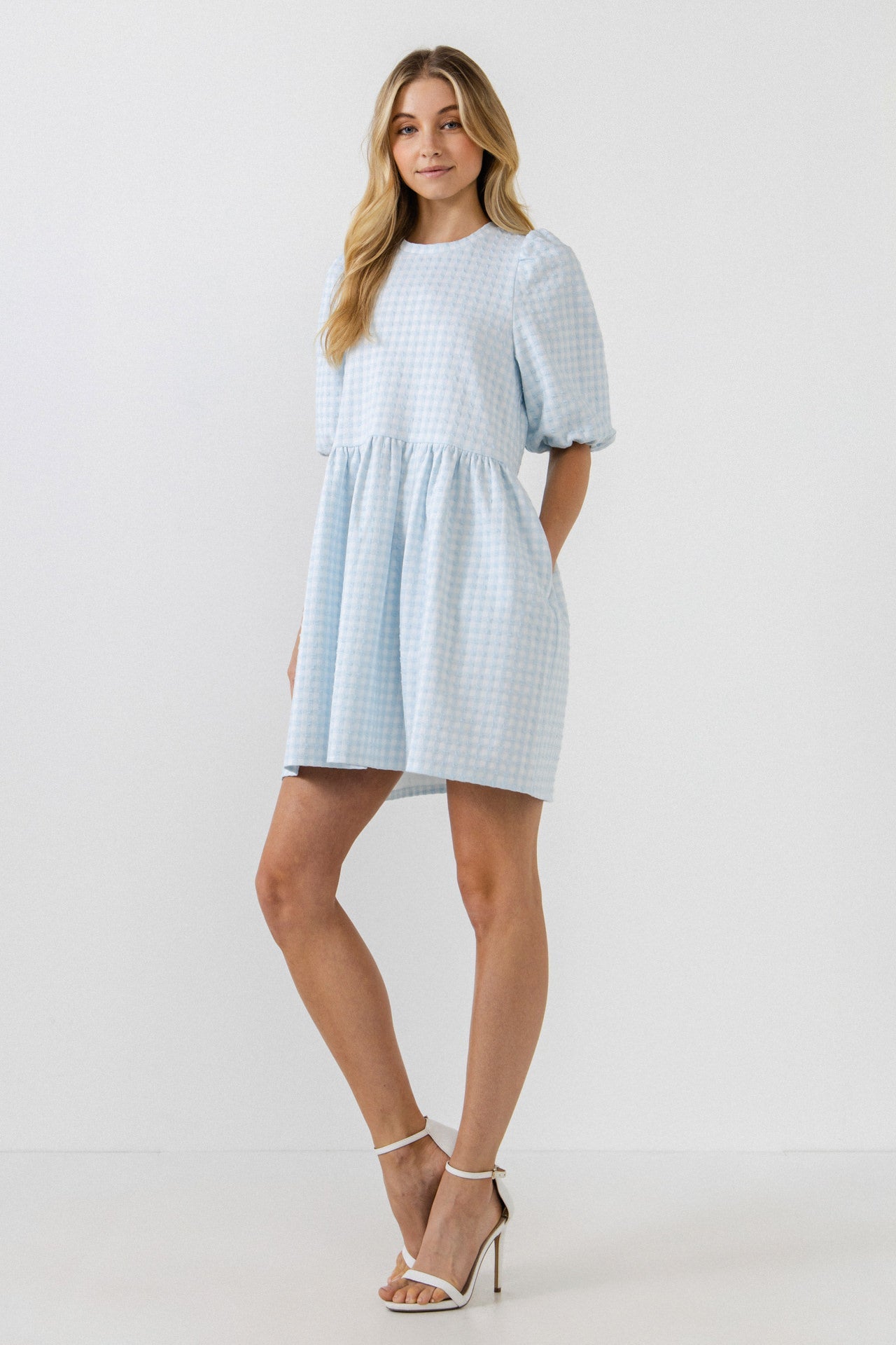 ENGLISH FACTORY - Mini Gingham Scrunched Dress - DRESSES available at Objectrare