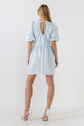 ENGLISH FACTORY - Mini Gingham Scrunched Dress - DRESSES available at Objectrare