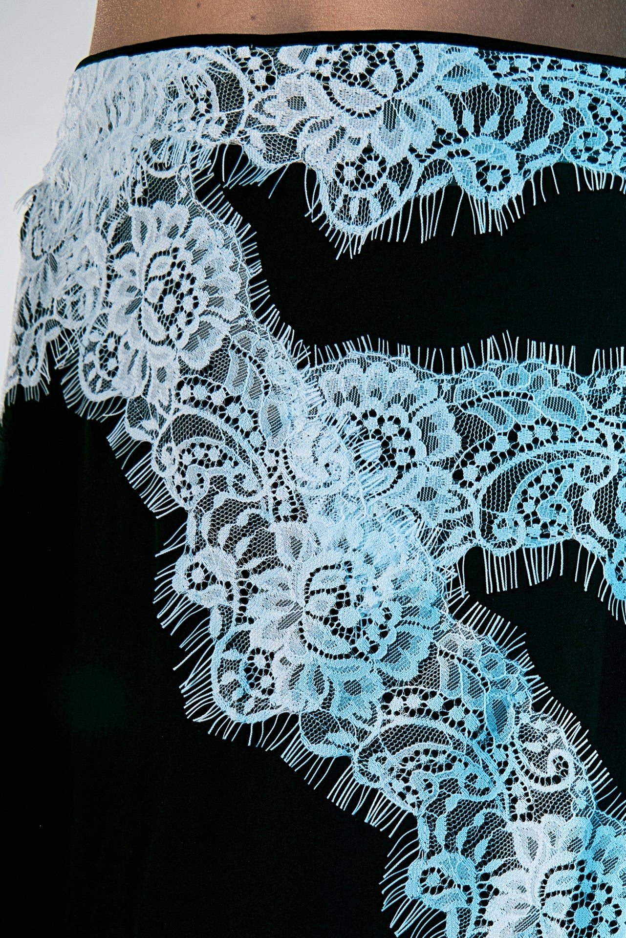 ENDLESS ROSE - Asymmetrical Lace Trim Midi Skirt - SKIRTS available at Objectrare