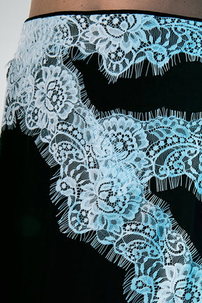 ENDLESS ROSE - Asymmetrical Lace Trim Midi Skirt - SKIRTS available at Objectrare