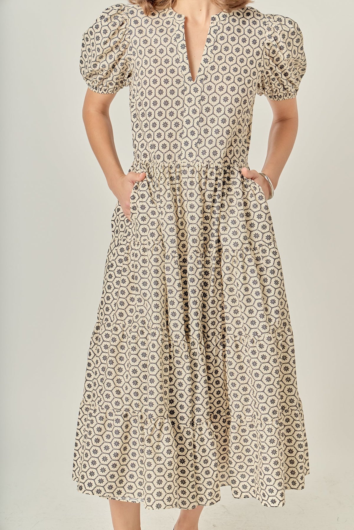 ENGLISH FACTORY - Print Puff Sleeve Midi Dress - DRESSES available at Objectrare