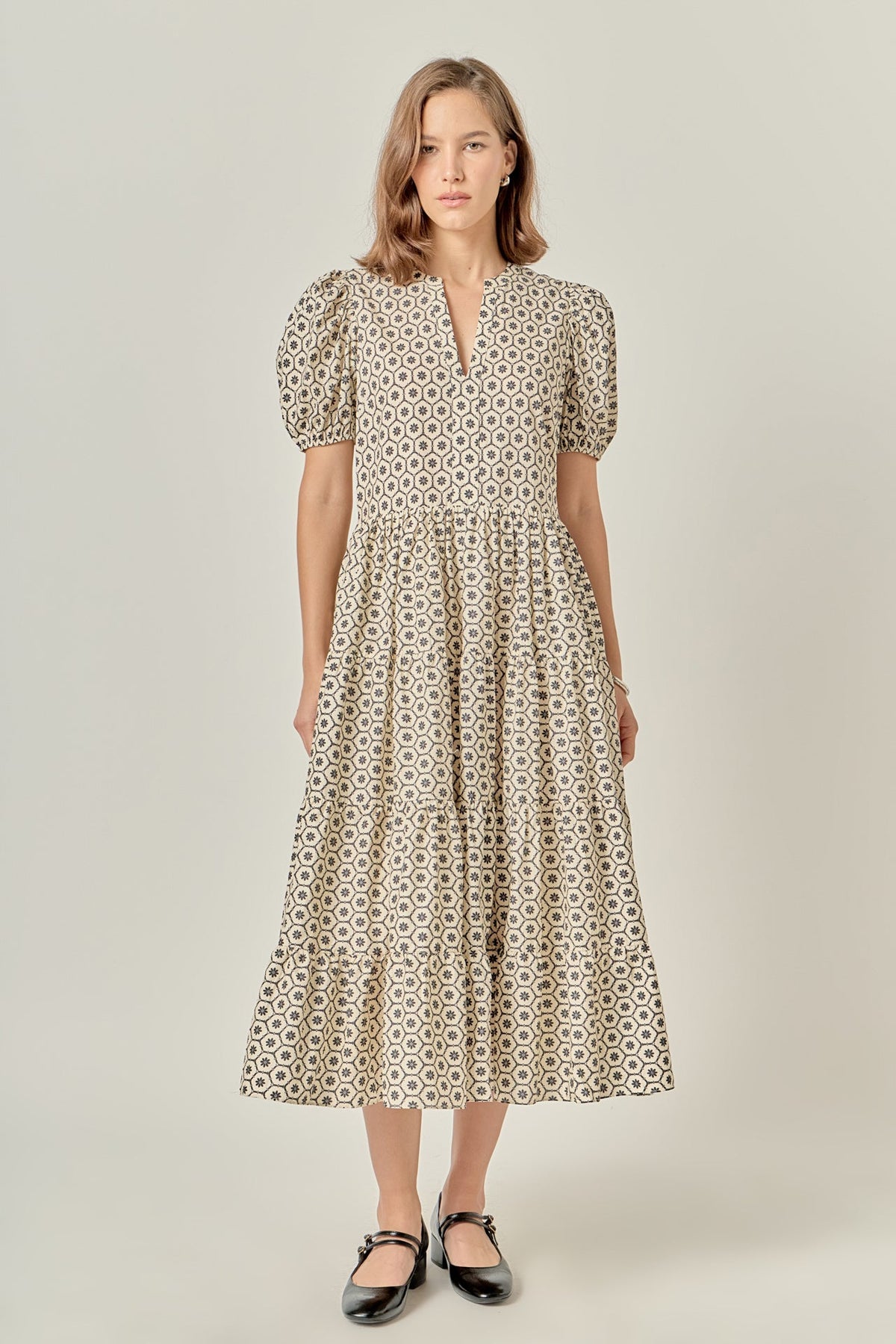 ENGLISH FACTORY - Print Puff Sleeve Midi Dress - DRESSES available at Objectrare