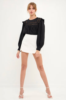 ENGLISH FACTORY - Ruffled Lace Insert Blouse - TOPS available at Objectrare