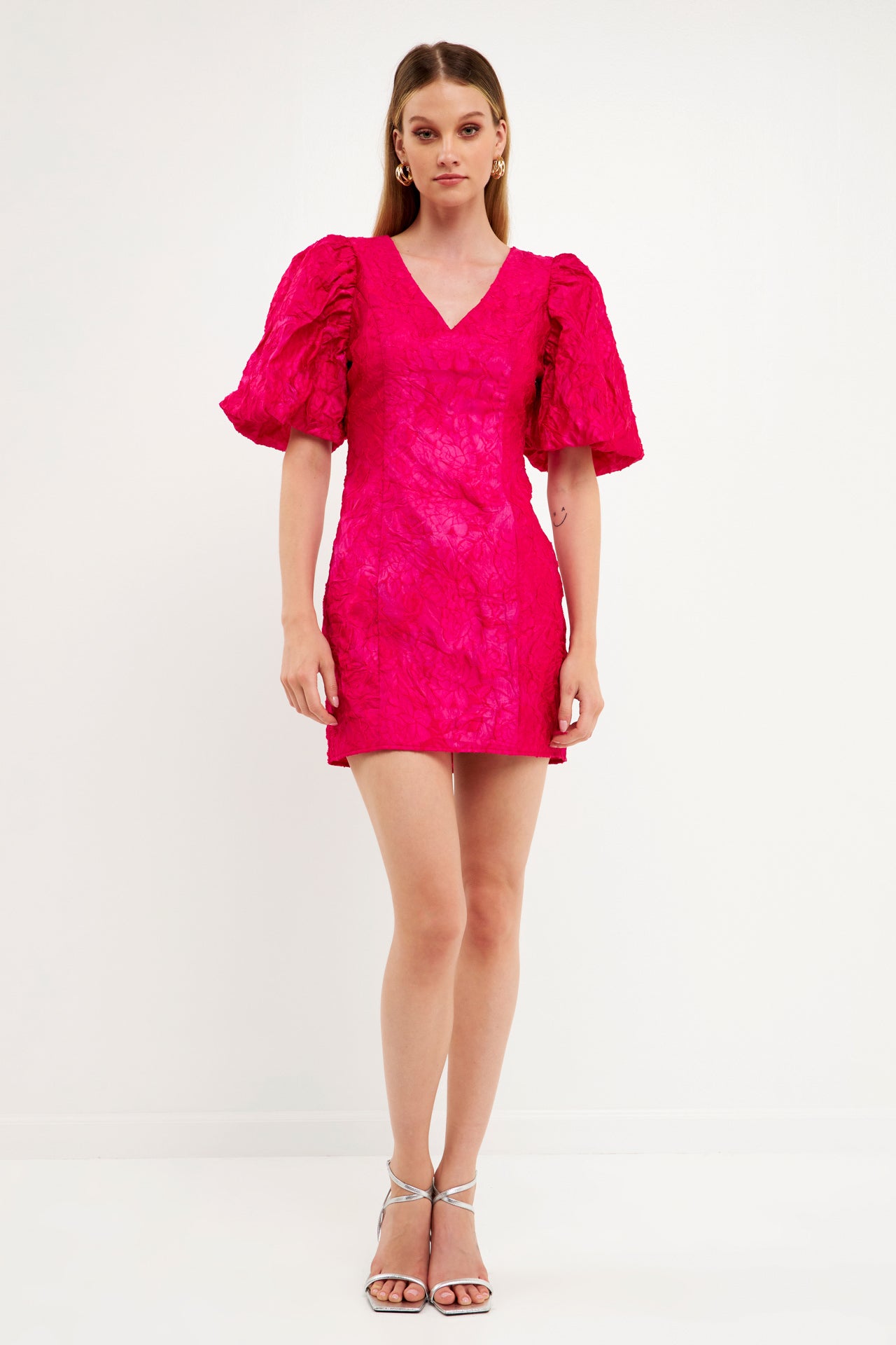 ENDLESS ROSE - Floral Jacquard Mini Dress - DRESSES available at Objectrare