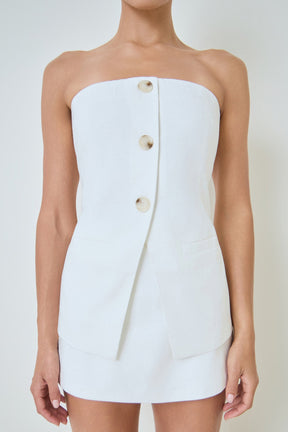 MARSY - Linen Strapless Long Top - TOPS available at Objectrare