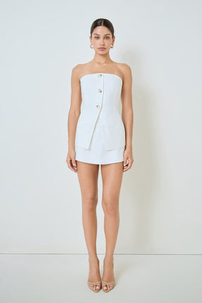 MARSY - Linen Mini Skort - SKORTS available at Objectrare