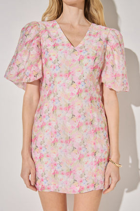 LA'VEN - Puff Sleeve Fitted Mini Dress - DRESSES available at Objectrare