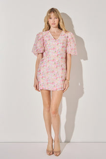 LA'VEN - Puff Sleeve Fitted Mini Dress - DRESSES available at Objectrare