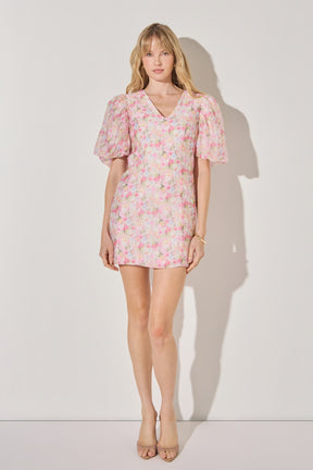 LA'VEN - Puff Sleeve Fitted Mini Dress - DRESSES available at Objectrare