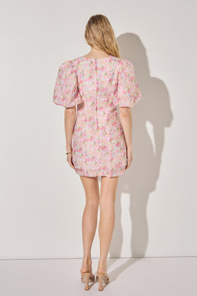 LA'VEN - Puff Sleeve Fitted Mini Dress - DRESSES available at Objectrare